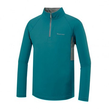 【【蘋果戶外】】山林 51P47 84 藍綠 男 透氣排汗長袖上衣 半門襟 拉鍊式 抗UV 吸濕排汗透氣快乾 四季 Mountneer
