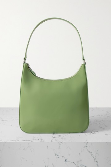 STAUD - Alec Glossed-leather Shoulder Bag - Sage green - one size