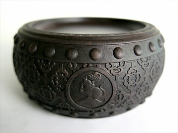 7117 - 【我愛中華筆莊】15cm 生肖鼓硯-鼠 石雕硯台／水盂筆洗 ◆肇慶端硯名硯 T1201