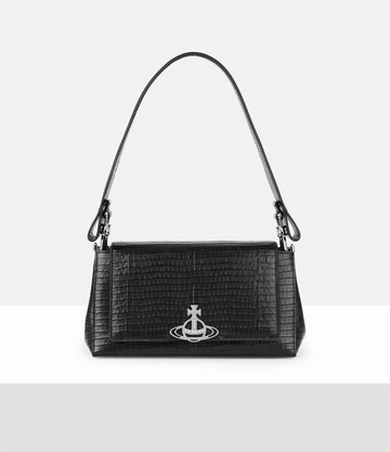 Vivienne Westwood Hazel Medium Handbag Mini Croc-embossed Black