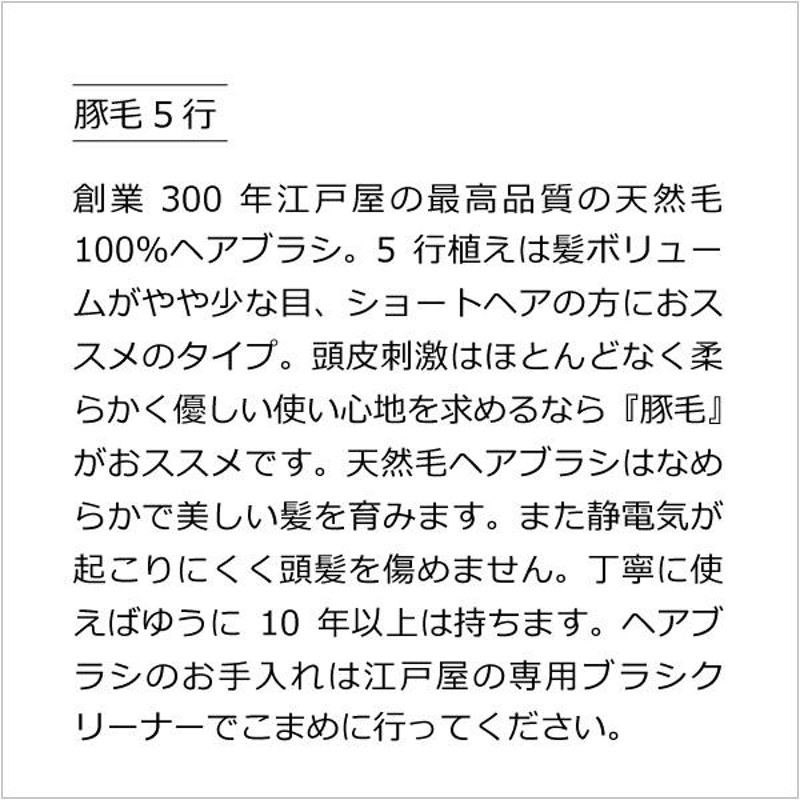 江戸屋 猪毛ヘアブラシ6行植え 販売