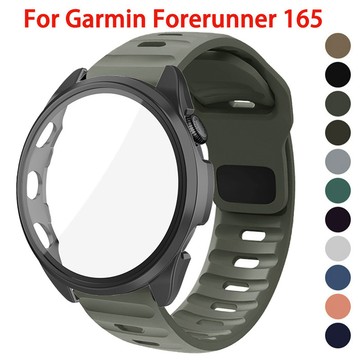 PC 外殼 + 矽膠錶帶適用於 Garmin Forerunner 165 全方位保護套手鍊配件