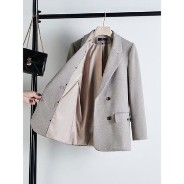 灰色西裝外套女春秋2026新款小個子大碼高級感休閑毛呢西服秋冬季