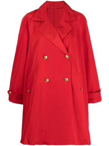 CHANEL Pre-Owned - 1990s silk trench coat - women - Silk - One Size - Red