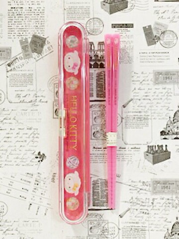 【震撼精品百貨】Hello Kitty 凱蒂貓 三麗鷗 kitty 攜帶型筷子附盒-羊#05322 震撼日式精品百貨