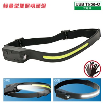 耀您館★日本HIRO輕量型COB超廣角&XPE遠射雙照明LED頭燈HDL-DHL01照明燈(USB-C充電;感應開閉;最遠45M;最亮270流明)適戶外露營夜釣探照燈【APP下單點數4倍送】