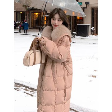 粉色大毛領羽絨服女冬2025新款獨特超好看高級感保暖時尚洋氣女士