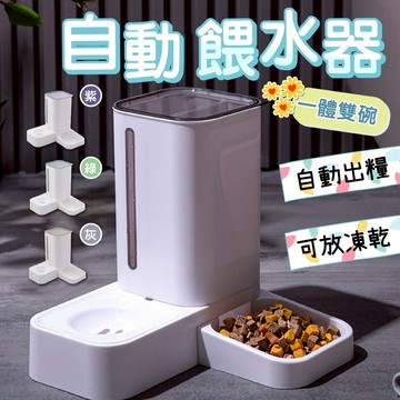 【快速出貨】一體雙碗自動餵水器 全可拆式 方便清洗 懶人模式  寵物餵食器 自動餵食器 貓咪狗狗食盆寵物糧碗