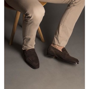 英倫風男鞋方頭翻毛皮西裝鞋固特異手工樂福鞋loafer一腳蹬男皮鞋