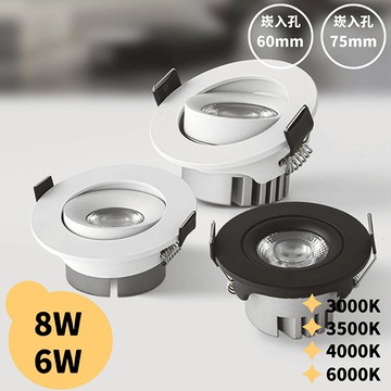 【崁入孔6-7.5公分】6W/8W 崁燈 H05-JBR-30731、30732、30733、30734
