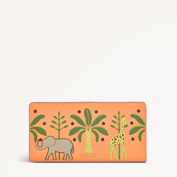 Radley London Womens Leather Coin Street - Paradise Palms Large Bifold Wallet - Orange Large