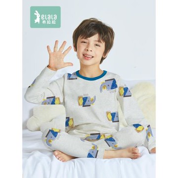 衣拉拉新舒絨棉兒童秋衣秋褲純棉寶寶睡衣男童加厚保暖內衣套裝
