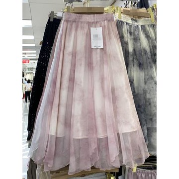 虧本~特價處理~現貨~扎染半身裙女夏季松緊腰裙子中長款A字裙458H