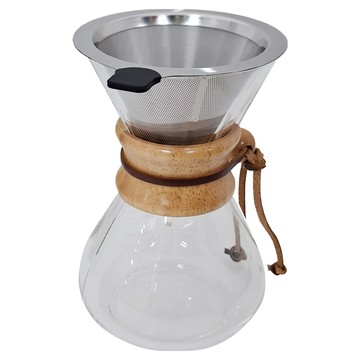 松木分享壺組  400ml分享壺(贈濾網)  耐熱玻璃  松木手柄  不鏽鋼濾杯  400ml  1組