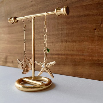 銀杏海星不對稱耳環 耳夾