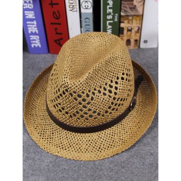 沙灘帽潮男女爵士帽春夏季鏤空防曬草帽時尚禮帽英倫凹造型帽子