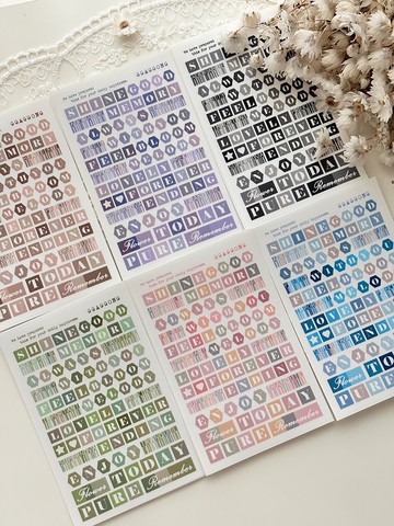 幾何色塊字母貼紙