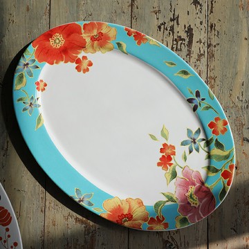 陶瓷大號16英寸橢圓盤家居裝飾水果蛋糕點心托盤美食料理大魚盤