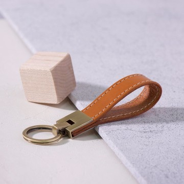 長條鑰匙圈Long Key Chain - 淺棕 Tan / 免費刻字