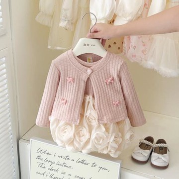 女孩秋季套裝裙2025新款小女孩韓系寶寶連衣裙公主兩件套蛋糕洋氣