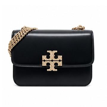 TORY BURCH ELEANOR 雙T水鑽LOGO鏈帶包(小/黑)