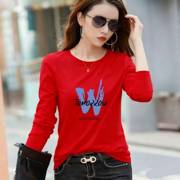 愛依依 長袖T卹 印花上衣 內搭衫 中大尺寸M-5XL 新款長袖潮牌休閒上衣打底-11742.