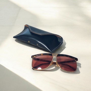 DUAL-手工皮革簡約眼鏡包-質感黑 (台灣製造 生日 情人節 禮物)