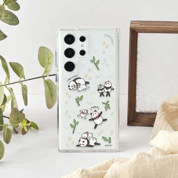 醜白兔貓熊作伴防摔透明SAMSUNG手機殼