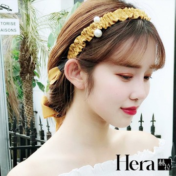 【HERA赫拉】純色珍珠裝飾緞帶飄帶髮箍-3色