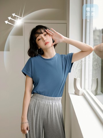 涼感．冰絲棉防曬連袖上衣/T恤