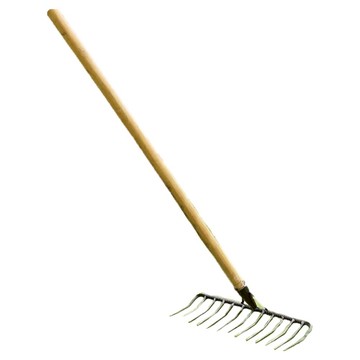 小麥購物 農用工具 螺紋鋼7齒圓尖耙 配木柄 L243  1支