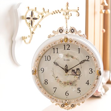 La Vita 貓頭鷹雙面掛鐘  白色