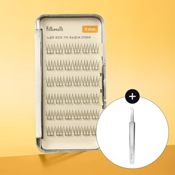 Fillimilli No Glue Point Piece Eyelash 04 CROWN W (9mm) (36P) (+Tweezers)