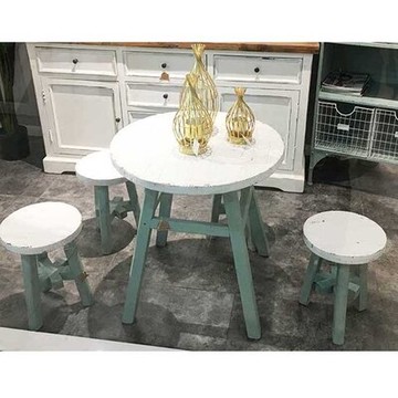 做舊木質桌椅北歐簡約服裝店櫥窗展示擺件花園庭院家居裝飾桌椅1入