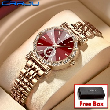 女士手錶 CRRJU 原創品牌頂級奢華不銹鋼 30 厘米小錶盤石英防水休閒商務時尚百搭 5011