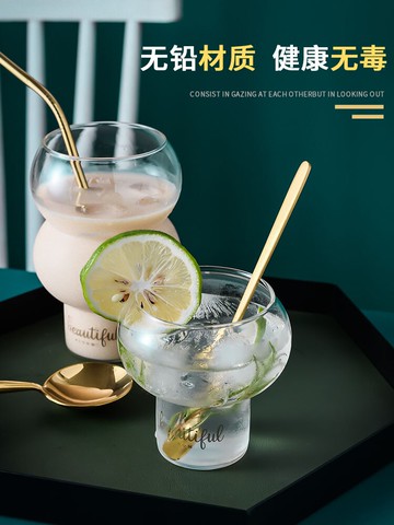 玻璃杯ins風簡約清新森系網紅水杯家用雞尾酒杯子女創意個性潮流