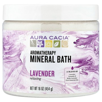 Aura Cacia, 芳香護理礦物質浴鹽，薰衣花草香，16 盎司（454 克）
