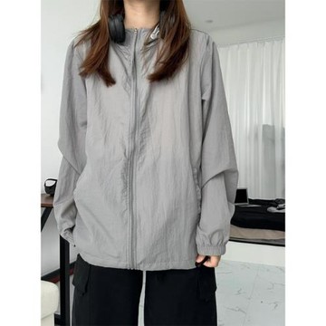 灰色冰絲防曬衣外套男女夏季輕薄款沖鋒衣情侶cleanfit連帽防曬服