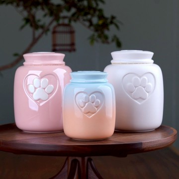 漸變色愛心爪印 寵物骨灰盒防潮罐 貓咪狗土葬家放紀念殯葬密封倉 d8012