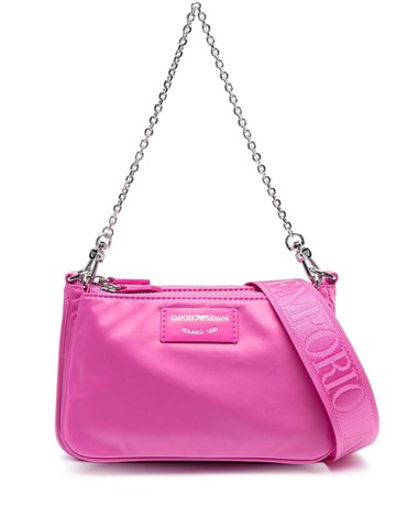 Emporio Armani - logo-patch shoulder bag - women - Polyester/Polyurethane/Polyester - One Size - Pink