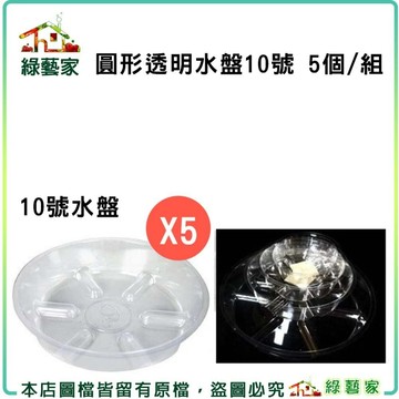 【綠藝家】圓形透明水盤10號5個/組  花盆水盤 塑膠水盤 歐洲盆水盤