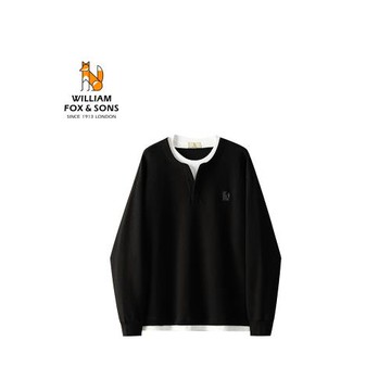 英國小狐貍2026春季新立體斜紋彈力面料假兩件亨利領休閑衛衣男裝