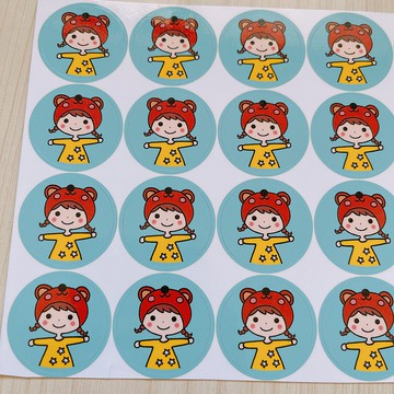 熊帽女孩 3cm 圓形貼紙 一份20枚