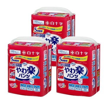 白十字 全新雙層D超瞬吸防漏樂活褲M-L(箱購54片/18片x3包-日本原裝進口)(腰圍60~95cm)(有效日期至2026.12.27)