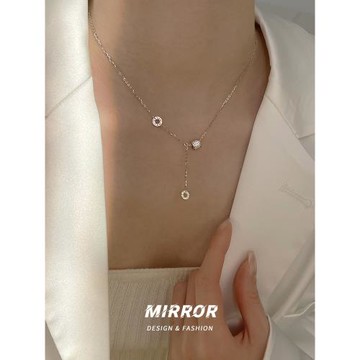 小麋人999純銀閃亮小蠻腰流蘇吊墜項鏈女鎖骨鏈圓圈輕奢小眾設計