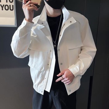 潮牌痞帥炸街夾克男潮流百搭工裝外套男裝衣服春秋季潮男休閑褂子