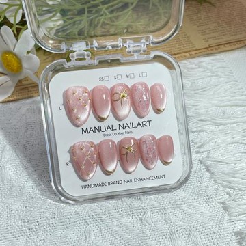 輕奢高級感穿戴式甲秋冬新品純手工假指甲貼片貓眼美甲成品顯白短