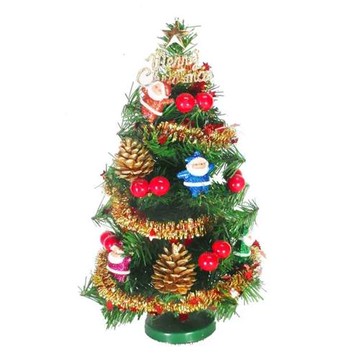 摩達客★台灣製迷你1呎/1尺（30cm）裝飾綠色聖誕樹（聖誕老人紅果系）（免組裝）（下單後5個工作天）_廠商直送