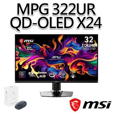 【滑鼠組】msi微星 MPG 322UR QD-OLED X24 31.5吋 平面電競螢幕 (31.5 /3840x2160/16:9/240Hz/QD-OLED)