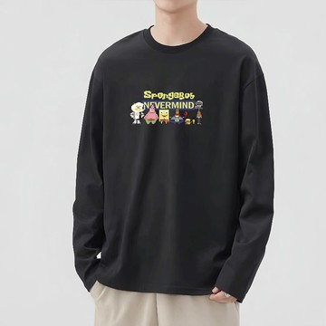 100%純棉 oversize 長袖T恤男 秋季 寬鬆 大碼 純棉質感 百搭 基礎款  印花T恤 時尚 潮流  白色上衣
